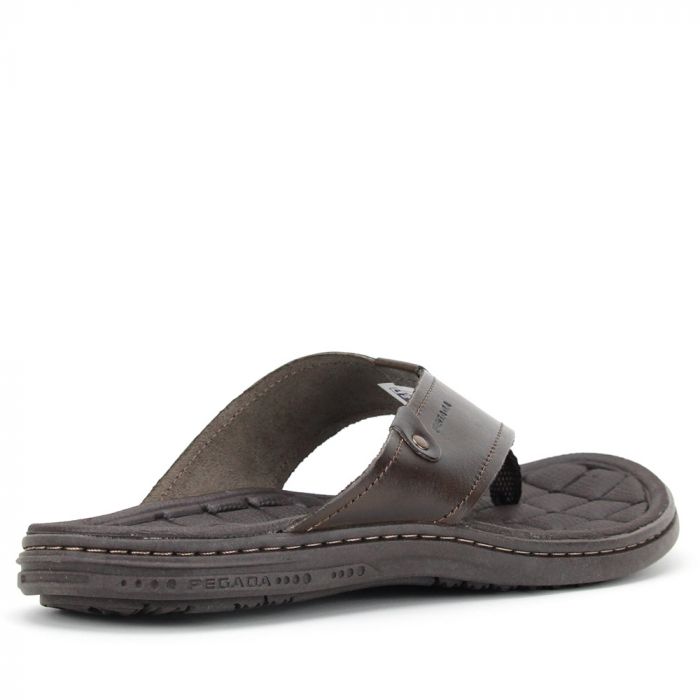 Chinelo Pegada Masculino Em Couro Cravo 131281