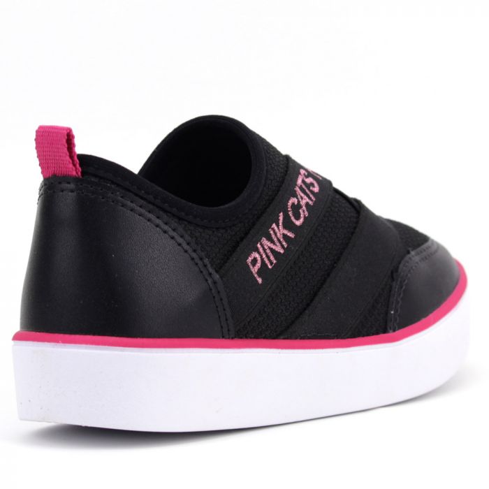 Tênis Infantil Pink Cats Slip On V2851 Preto/ Rosa
