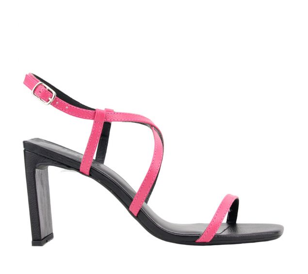 Sandália Salto Régua Feminina Ithie 384007 Pink/ Preto