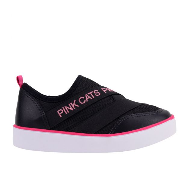 Tênis Infantil Pink Cats Slip On V2851 Preto/ Rosa