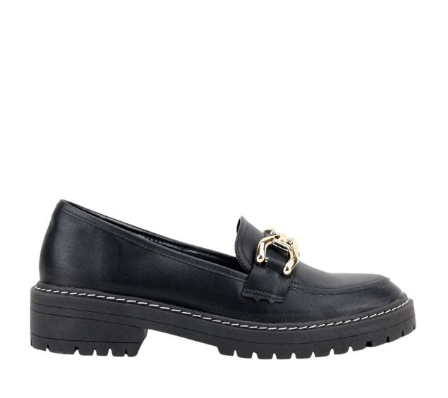 Loafer Feminino Ithie Fivela Tratorado Preto