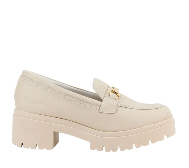 Loafer Feminino Usaflex Fivela Tratorado Aj0904 Bege