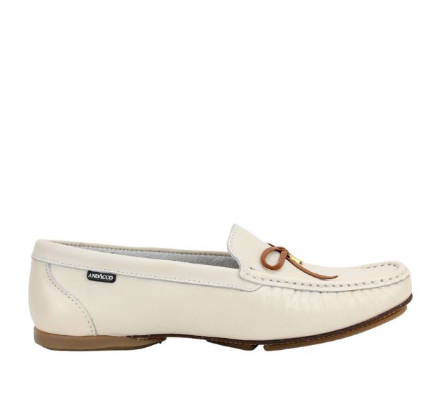 Mocassim Feminino Andacco Em Couro 45002 Off White