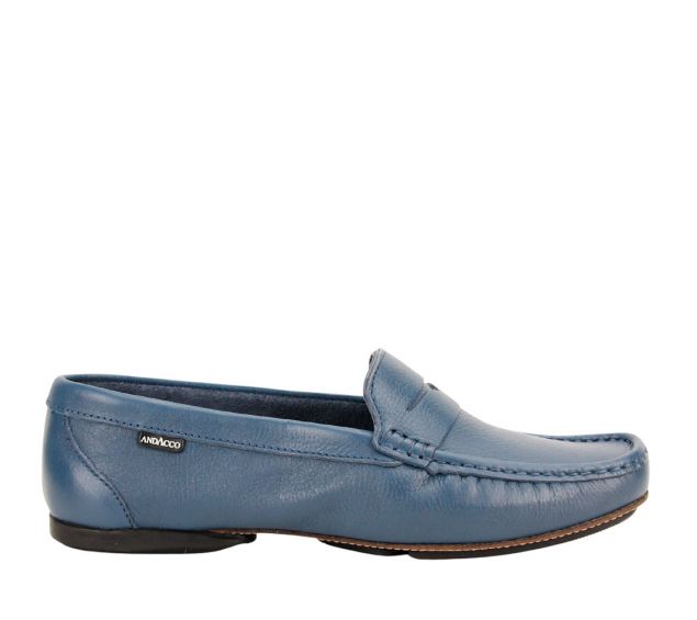 Mocassim Feminino Andacco Em Couro 450001 Azul