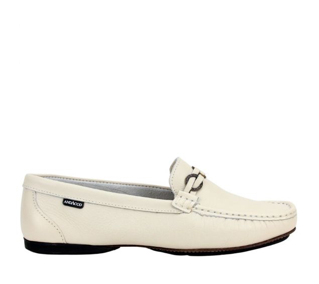 Mocassim Feminino Andacco Em Couro 450003 Off White