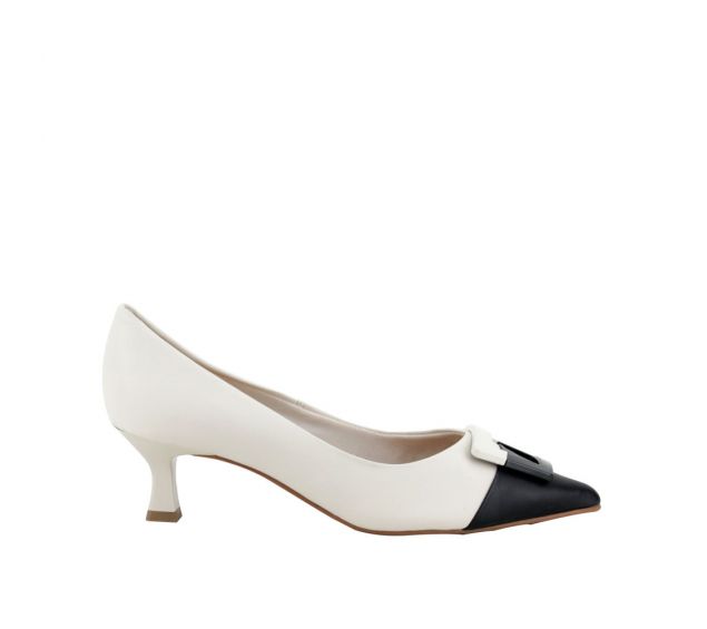 Sapato Feminino Scarpin Bicolor Bottero Off White - Preto 354608