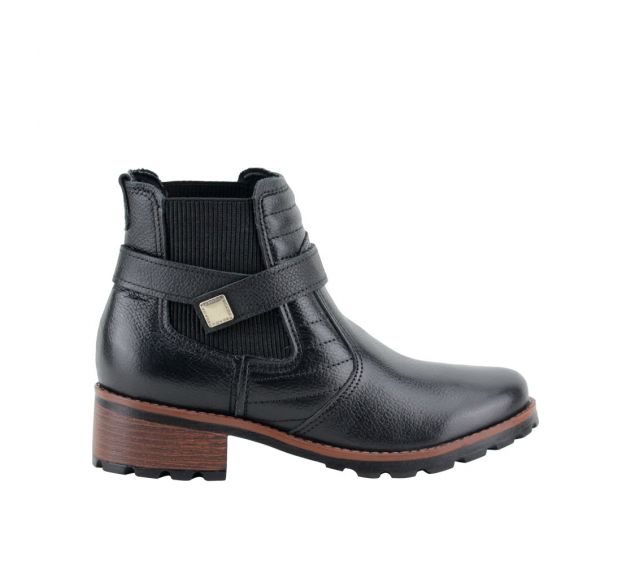 Bota Feminina Cano Curto Em Couro Pegada Preto 281412