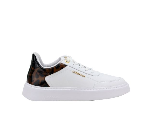 Tênis Feminino Luz Da Lua Em Couro Branco/ Animal Print 80620008
