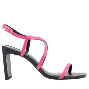 Sandália Salto Régua Feminina Ithie 384007 Pink/ Preto