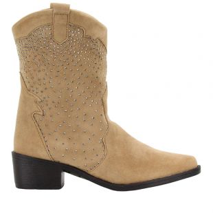 Bota Texana Feminina Ithie Camurça Strass Cm1103b Palha