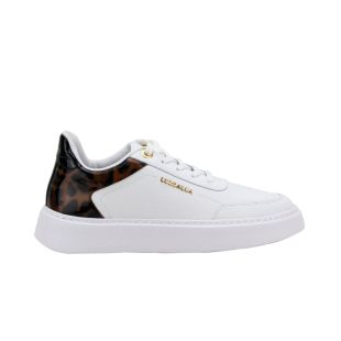 Tênis Feminino Luz Da Lua Em Couro Branco/ Animal Print 80620008
