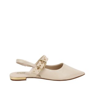 Sapato Feminino Slingback Baixo Ithie Verniz Aveia T2019-067