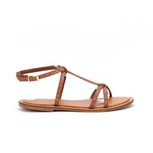 Sandália Rasteira Solis Couro Canela 5588734